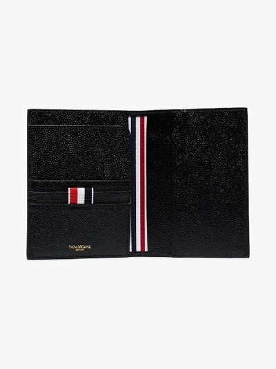 Shop Thom Browne Black Striped Leather Passport Holder