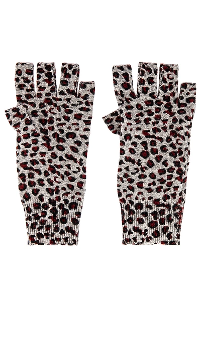 Shop Autumn Cashmere Leopard Print Gloves In Sweatshirt Combo