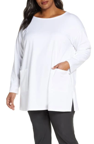 Shop Eileen Fisher Bateau Neck Pocket Tunic In White