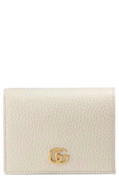 Shop Gucci Petite Marmont Leather Card Case In Mystic White