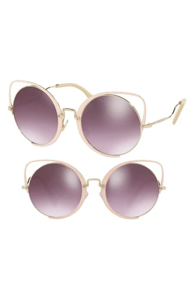 Shop Miu Miu 54mm Round Lens Cat Eye Sunglasses In Peach