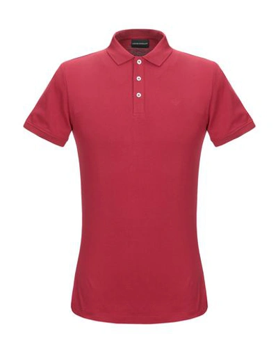 Shop Emporio Armani Man Polo Shirt Burgundy Size S Cotton, Elastane In Red