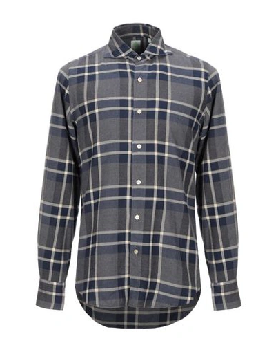 Shop Finamore 1925 Checked Shirt In Grey