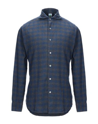 Shop Finamore 1925 Checked Shirt In Grey