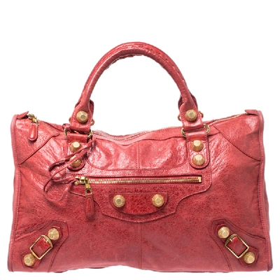 Pre-owned Balenciaga Red Leather Ggh Work Bag
