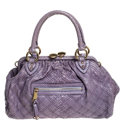 Pre-owned Marc Jacobs Purple Quilted Python Stam Satchel