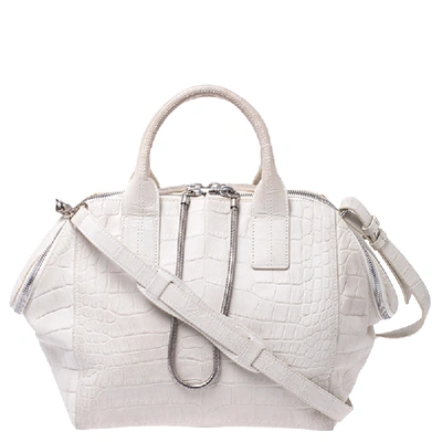 Pre-owned Alexander Wang White Crocodile Embossed Leather Jamie Satchel