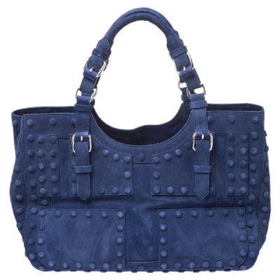 Pre-owned Roberto Cavalli Blue Suede Red Lining Tote