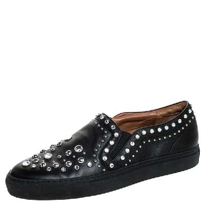 Pre-owned Givenchy Black Leather Studded Slip On Sneakers Size 40