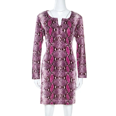Pre-owned Diane Von Furstenberg Pink Snake Print Silk Jersey Reina Mini Dress Xl