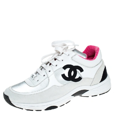 Chanel Multicolor Neoprene, Suede and Leather CC Low Top Sneakers