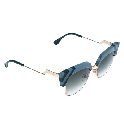 Pre-owned Fendi Azure Blue/ Green Gradient Ff 0241/s Waves Square Sunglasses