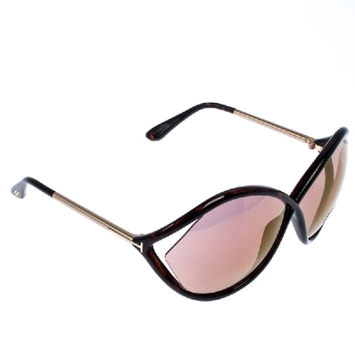 Pre-owned Tom Ford Brown/gold Liora Oversize Sunglasses