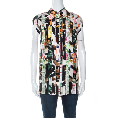 Pre-owned Burberry Multicolor Archive Scarf Print Silk Sleeveless Shirt M