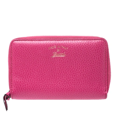 Pre-owned Gucci Pink Leather Swing Zip Around Wallet