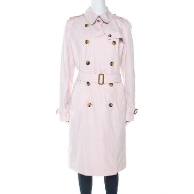 Pre-owned Burberry Pink Cotton Double Breasted Harbourne Trench Coat L