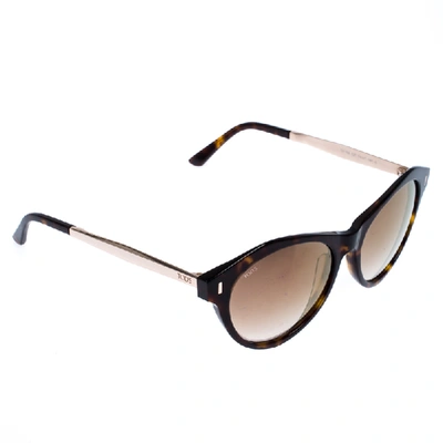 Pre-owned Tod's Black/brown To 168 52f Cat Eye Sunglasses