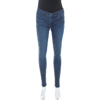 Pre-owned Burberry Brit Indigo Denim Medium Wash Low Rise Skinny Fit Jeans M In Blue