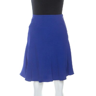 Pre-owned Elie Saab Blue Crepe Flared Skirt S