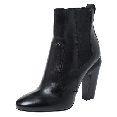 Pre-owned Fendi Black Leather Ankle Boots Size 38.5