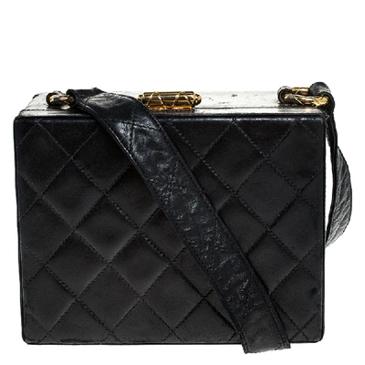 Pre-owned Chanel Black Quilted Leather Vintage Box Bag
