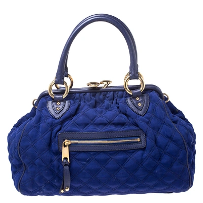 Pre-owned Marc Jacobs Blue Quilted Neoprene And Leather Stam Shoulder Bag