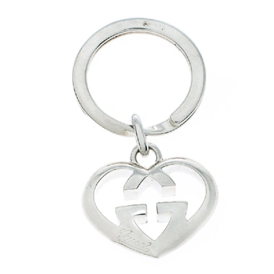 Pre-owned Gucci Gg Heart Love Britt Silver Key Chain