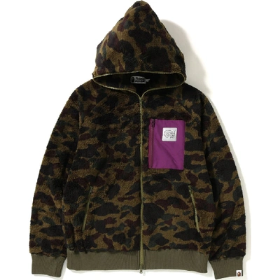 Pre-owned Bape  1st Camo Boa Wide Full Zip Hoodie Green