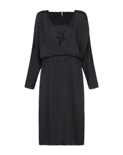 Shop Alberta Ferretti Woman Midi Dress Black Size 10 Acetate, Silk, Elastane