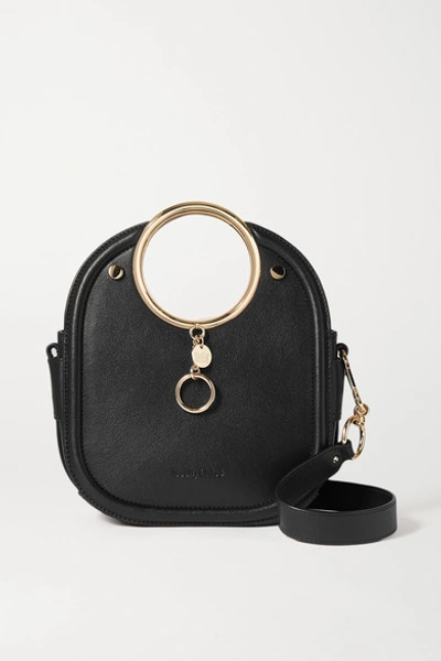 Shop See By Chloé Mara Small Textured-leather Shoulder Bag In Black