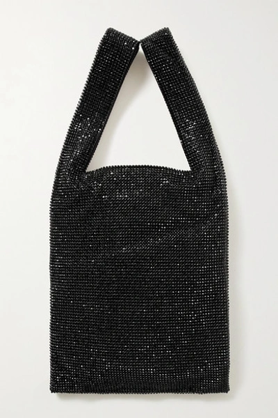 Shop Alexander Wang Wangloc Mini Crystal-embellished Mesh Tote In Black