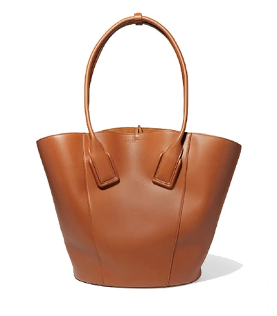 Shop Bottega Veneta Basket Leather Tote In Wood Gold