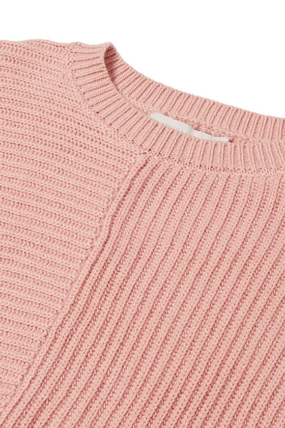 Shop Stella Mccartney Asymmetric Ribbed Organic Cotton And Merino Wool-blend Sweater In Pink