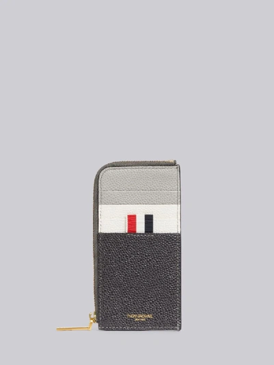 Shop Thom Browne Fun-mix Pebbled Half-zip Around Wallet In Grey