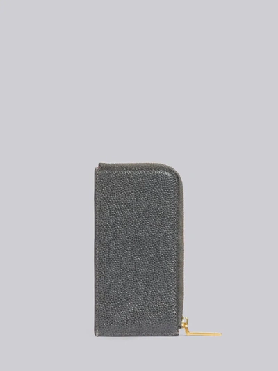 Shop Thom Browne Fun-mix Pebbled Half-zip Around Wallet In Grey