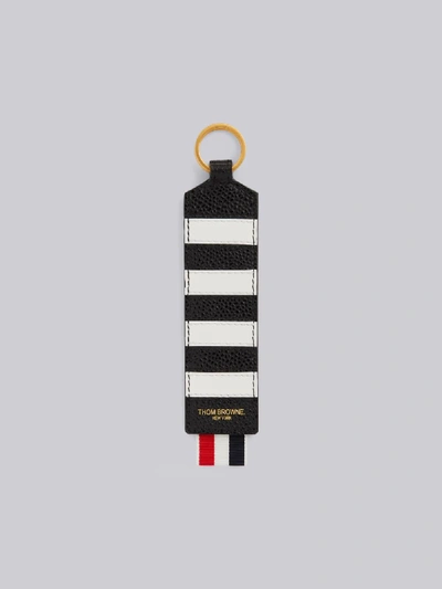 Shop Thom Browne Black Pebbled 4-bar Stripe Key Holder