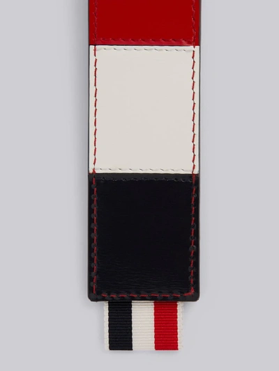 Shop Thom Browne Navy Pebbled Rwb Stripe Key Holder In Blue