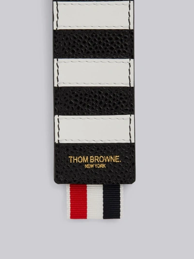 Shop Thom Browne Black Pebbled 4-bar Stripe Key Holder