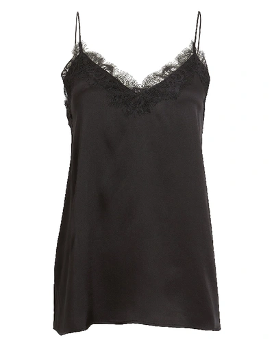 Shop Anine Bing Belle Lace-trimmed Silk Camisole In Black