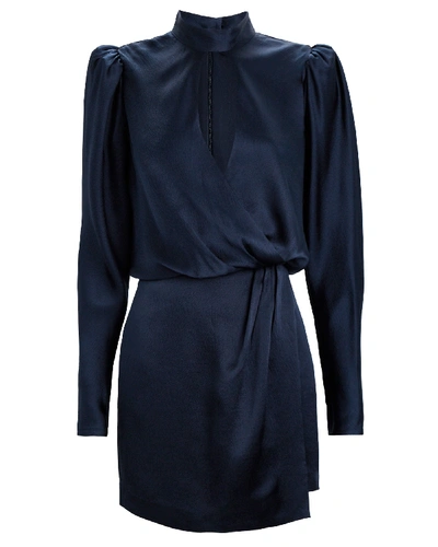 Shop Frame Party Silk Wrap Dress In Navy
