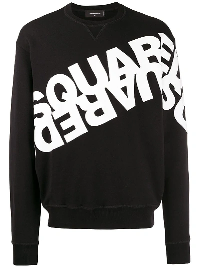 Shop Dsquared2 Double Logo Printed Sweatshirt In Black
