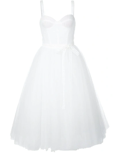 Shop Carolina Herrera Bow-embellished A-line Dress In White