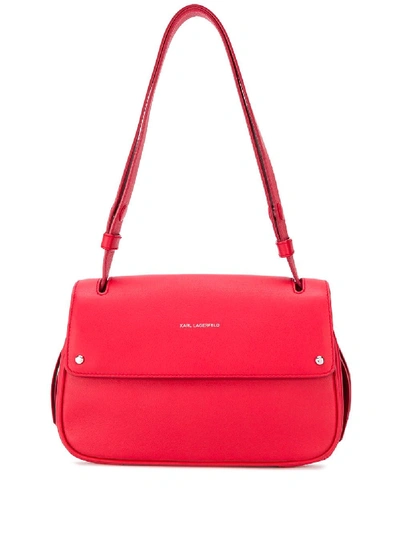 Shop Karl Lagerfeld Ikon Logo Print Shoulder Bag In Red