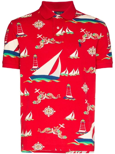 BOAT PRINT POLO SHIRT