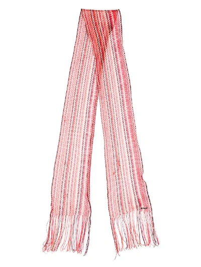 Shop Dsquared2 Zig-zag Knit Scarf In Orange