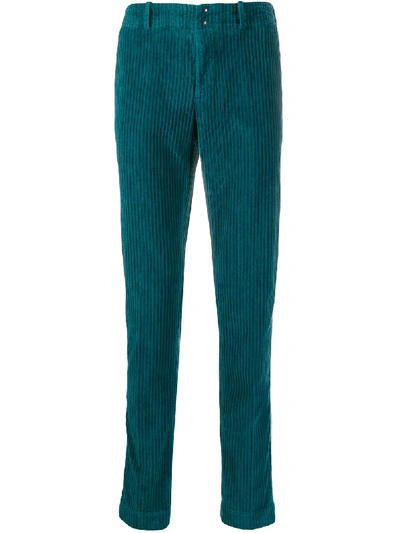 Shop Incotex Slim Fit Corduroy Trousers In 蓝色