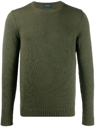 Shop Zanone Long-sleeve Fitted Jumper In Green