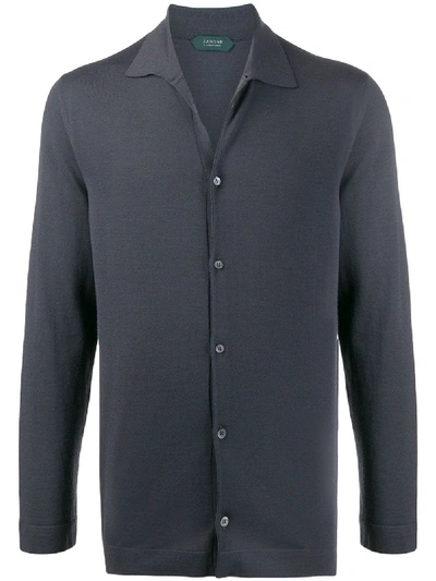 Shop Zanone Flexwool Knitted Shirt In Blue