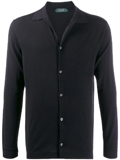 Zanone Flexwool Knitted Shirt In Blue