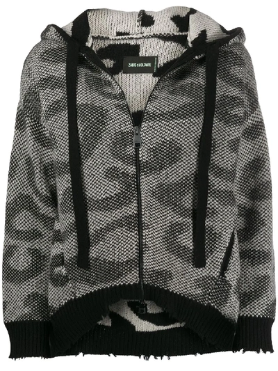 Shop Zadig & Voltaire Lennox Leopard-knit Cardigan In Black